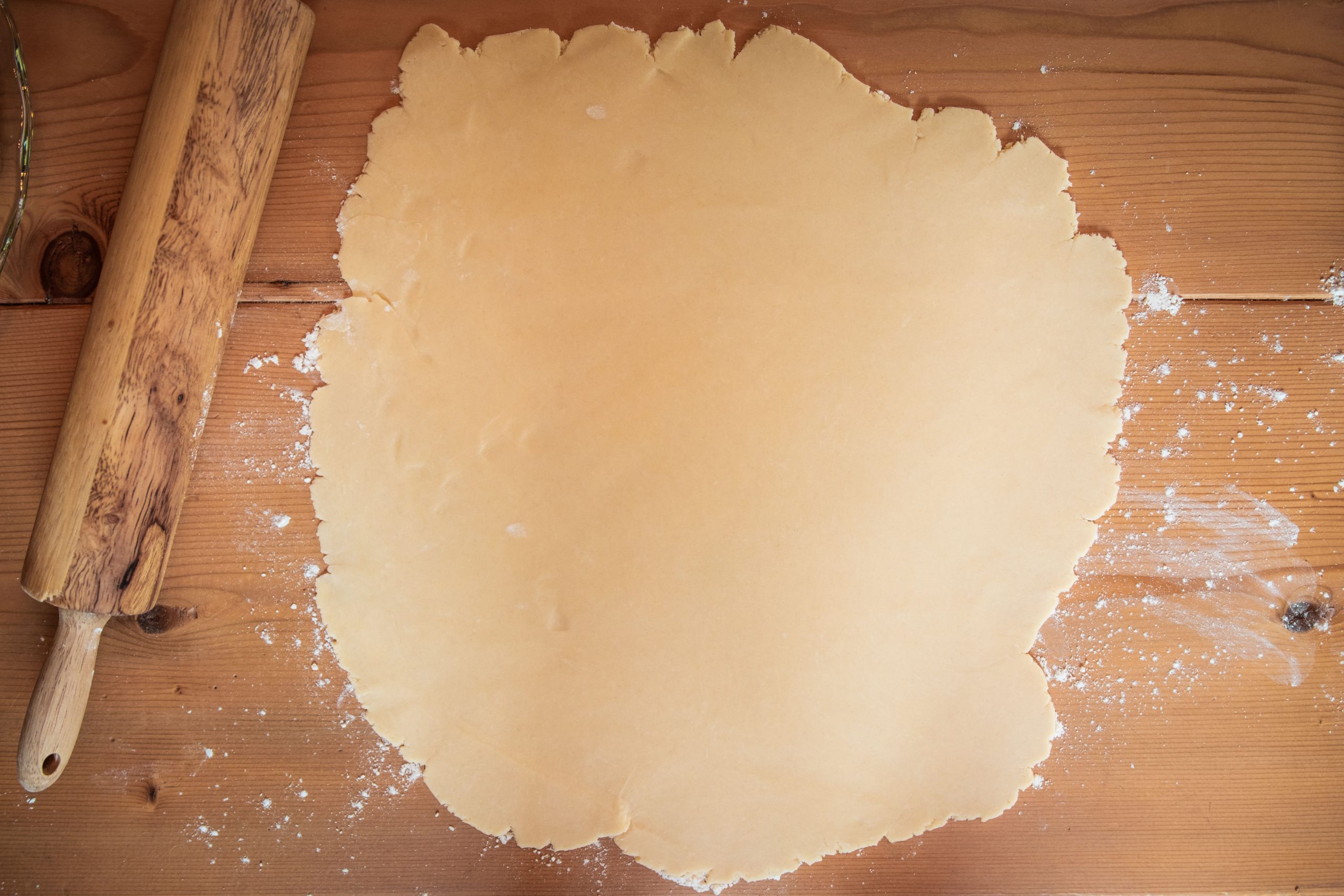 pie crust dough rolled out