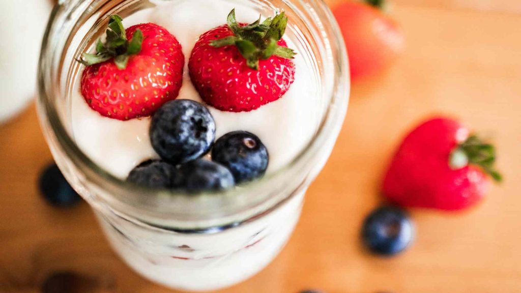 raw milk instant pot yogurt with berries on top