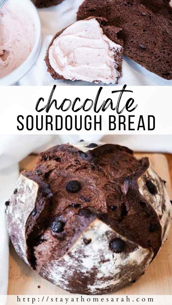 pinterest graphic for chocolate sourdough bread