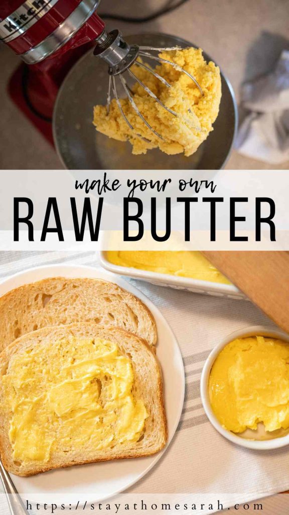 pinterest graphic for how to make butter from raw milk