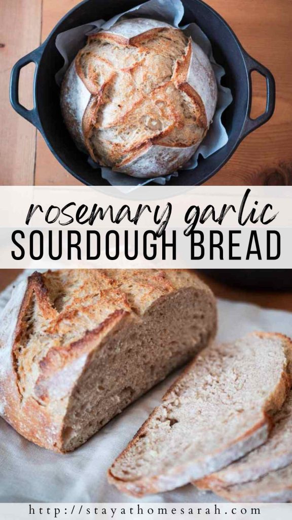 pinterest graphic for rosemary garlic sourdough bread
