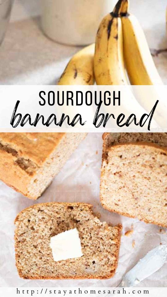 pinterest graphic for sourdough banana bread