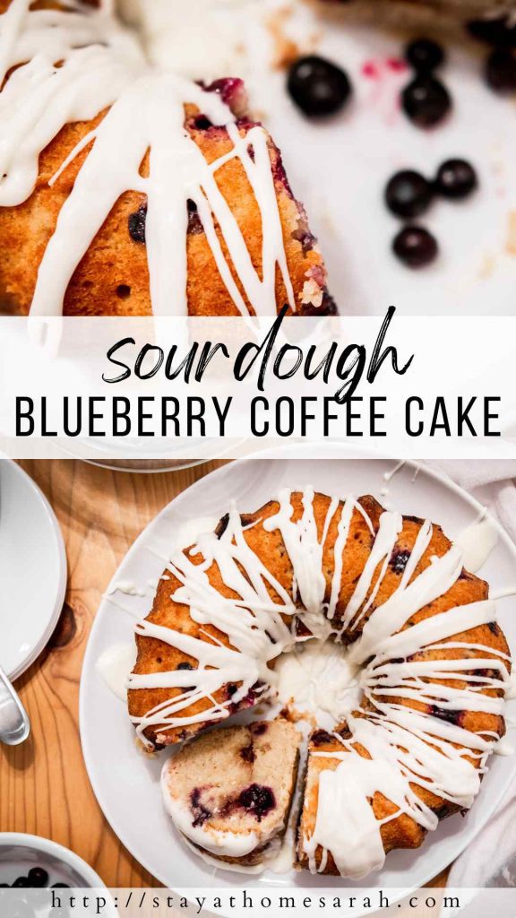 pinterest graphic for sourdough blueberry coffee cake