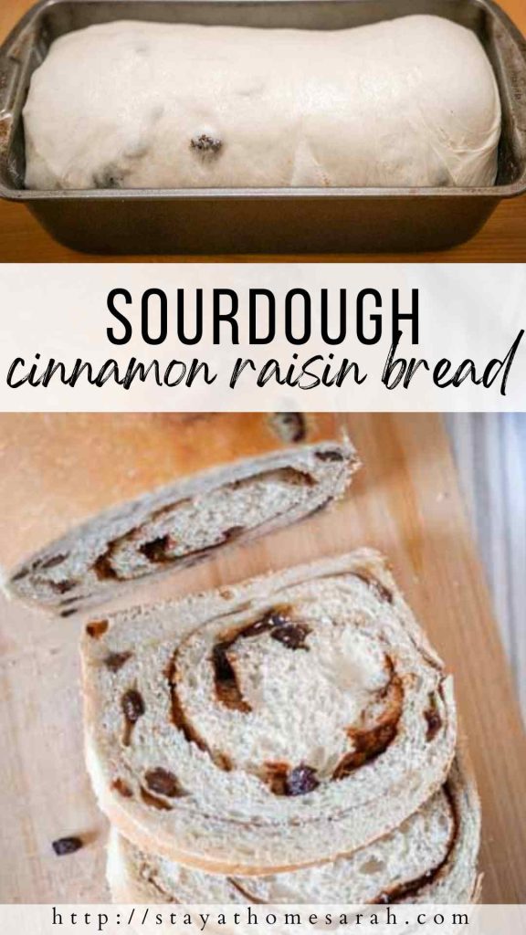 pinterest graphic for sourdough cinnamon raisin bread